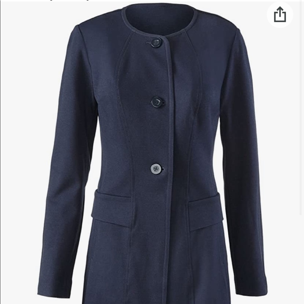 Cabi The Lido Cardigan Jacket Solid Navy Blue Long Sleeves Size S - Picture 10 of 11